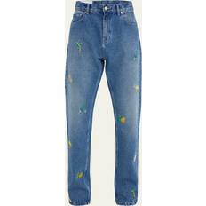 Jeans on sale Casablanca Men's Stonewashed Embroidered Motif Jeans STONE