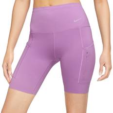 Nike Women's Go Firm-Support High-Waisted 8" Biker Shorts with Pockets - Rush Fuchsia/Black