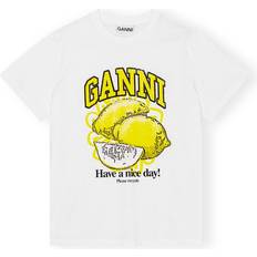 Ganni Relaxed Lemon T-shirt Unisex - Bright White