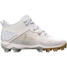 Under Armour Soccer Shoes Under Armour Harper Mid RM Baseball Cleats, Men's, White/Gold Holiday Gift