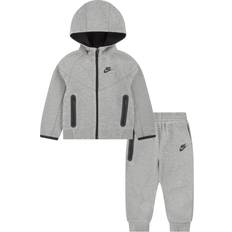 Nike tech fleece full zip hoodie junior Nike Toddler Sportswear Tech Fleece Full-Zip Hoodie Set - Dark Grey Heather (76L050-042)
