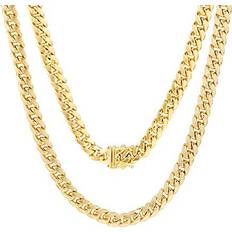 Gold Necklaces Nuragold Miami Cuban Link Chain Pendant Necklace - Gold