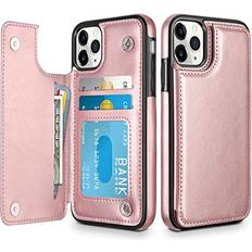 Apple iPhone 11 Pro Wallet Cases HianDier Wallet Case for iPhone 11 Pro Case Slim Protective Case with Credit Card Slot Holder Flip Folio Soft PU Leather Magnetic Closure Cover for 2019 iPhone 11 Pro 5.8 Inches, Rose Gold