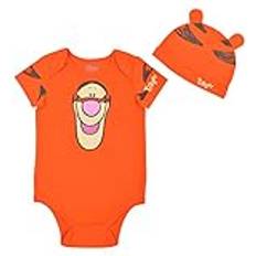 Orange Jumpsuits Disney Babys Short Sleeve Creeper with Cap Romper Set