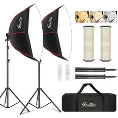 Shirtal Softbox Lighting Kit,37" Octangle Softbox Photography Lighting Kit with 110W 2700-6500K 11000Lux Dimmable LED Prismatic Lamp and Remote Control,Photo Studio Soft Box Lights for Video Recording