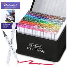 Shuttle Art Permanent Markers, 48 Colors Fine Point, Assorted Colors with Travel Case, Ideal for Adults Coloring Doodling on Plastic, Glass, Wood