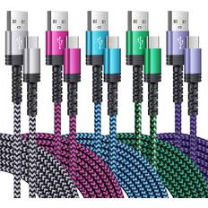 Cables Type C Charging Cable, SIXSIM 5Pack 6FT Braided USB A to USB C Fast Charger Cable Android Phone Charger Cord for Samsung Galaxy S22 Ultra S22 S21 FE S20 S10 Note20 A73 A72 A53 A52 5G,Pixel 7 Pro,Moto