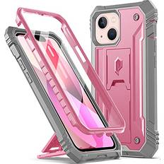 Apple iPhone 13 mini Mobile Phone Cases Poetic Revolution Case for iPhone 13 Mini Heavy Duty Full Body Cover with Kickstand Light Pink