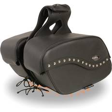 Motorcycle Bags Milwaukee Leather SH646ZB Black Zip-Off PVC Studded Throw Over Motorcycle Saddlebags