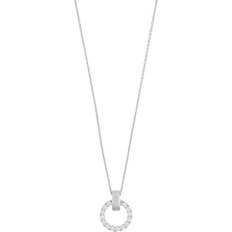 Hvite Halskjeder Snö of Sweden East Round Pendant Necklace Silver/Clear 45cm