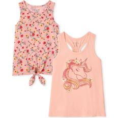 L Tank Tops Children's Clothing The Children's Place Pack Girls Tie Front Tank Top, Unicorn/Floral 2-Pack, 10/12