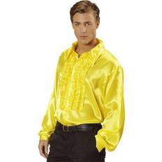 Herre Bluser Widmann 70er jahre disco fashion gelbe bluse mit rüschen aus satin kostüm Gelb