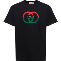 Gucci T-Shirt Interlocking aus Baumwoll-Jersey Schwarz
