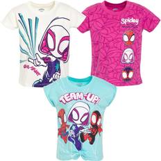 Tops Marvel Ghost-Spider Spidey and His Amazing Friends Little Girls Pack Knotted Fashion Graphic T-Shirts White/Blue/Pink 6-6X