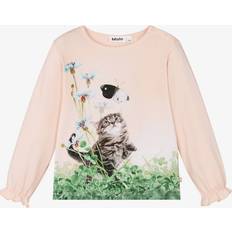 Molo Children's Clothing Molo Girls Pink Cotton Kitten Top month