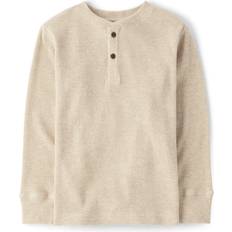 The Children's Place Boys' Long Sleeve Thermal Henley Shirt, Straw