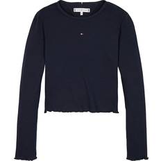 Elastan T-Shirts Tommy Hilfiger Teen Girls Navy Blue Cotton Top Blue year