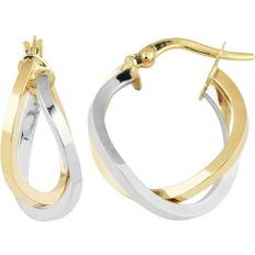 Gold Earrings 10k Two-tone Gold High Polish Overlap Hoop Earrings