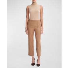 Suit Pants - Women Vince Brushed Wool Mid-Rise Straight-Leg Pull-On Pants DK BEECH