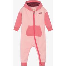 Kurze Ärmel Playsuits Levi's Girls Pink Organic Cotton Hooded Romper Pink month