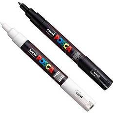 Posca Arts & Crafts Posca PC-1M Paint Art Marker Pens Fabric Glass Metal Pen Set of Black White 1 of Each