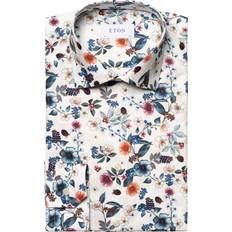 Eton Clothing Eton Mens Mid Blue Signature Floral-print Regular-fit Cotton-twill Shirt