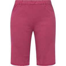 Ulla Popken Frayed Hemline Elastic Waistband Bermuda Shorts pink