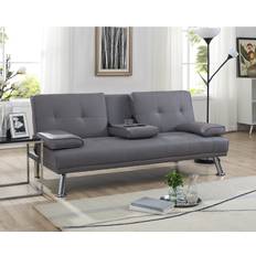 Leathers - Sofa Beds Sofas Naomi Home Futon Grey Sofa 66" 4 Seater