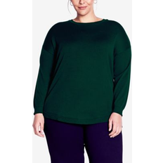 Avenue Knitted Sweaters Avenue SWEATER TULLY CUR HM Green Moss Green Moss