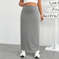 Long Skirts - Women Shein EZwear Plus Size High Waisted Knitted Skirt