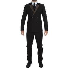 XS Dresser Dolce & Gabbana Brown Striped Wool Slim Piece Suit Tuxedo IT44
