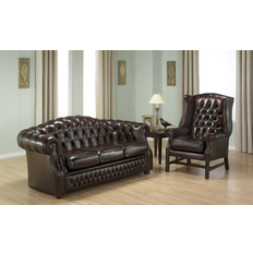 JV Furniture Chesterfield Brown Sofa 210cm 2Stk. 3-Sitzer