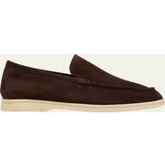 Men Loafers Loro Piana Men's Summer Walk Suede Loafers Chocolate Chocolate