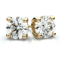 Gold Earrings Paris Jewelry 14k Yellow Gold 8mm Round Cut Created White Diamond Stud Earrings Plated