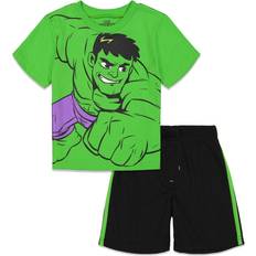 Marvel Avengers Hulk Little Boys Graphic T-Shirt Mesh Shorts Outfit Set Superhero Adventures Hulk: Green