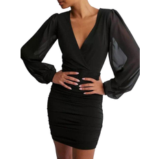 Nelly Chiffon Sleeve Dress - Black