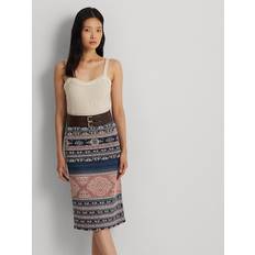 Ralph Lauren Skirts Ralph Lauren Geo-Motif Linen-Cotton Pencil Skirt in Multi