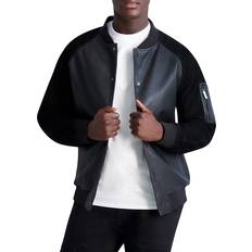 Men - Suede Jackets Karl Lagerfeld Paris Men's Suede Leather Bomber Jacket Black