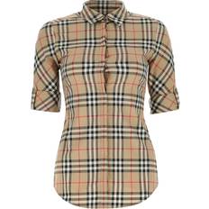 Burberry Shirts Burberry Embroidered Stretch Poplin Shirt Checked