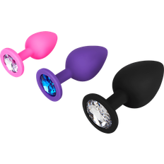 EIS Sexspielzeuge EIS Konische Analplugs aus Silikon, 3 Größen pink lila schwarz