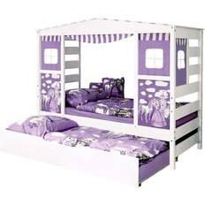 Weiß Mitwachsende Betten TICAA Hausbett mit Zusatzbett Horse 100x213cm