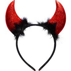 FUNCREDIBLE Red Devil Horns Headband, Glitter Devil Ears Headband, Devil  Costume Accessory