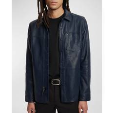 Leather Jackets - Men John Varvatos Men's Leather Zip and Snap Jacket INK BLUE 56R