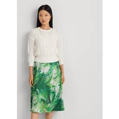 Ralph Lauren Skirts Ralph Lauren Palm Frond-Print Charmeuse Midi Skirt in Green Multi