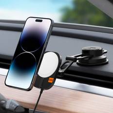 Ghostek NRGmount MagSafe Car Mount Charger iPhone 15W Fast Charging with  Air Vent Clip, Dash Windshield Suction Clamp with Adjustable Arm Designed  for