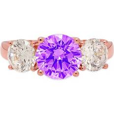 Amethyst Jewelry Clara Pucci Wedding Ring - Rose Gold/Amethyst/Transparent