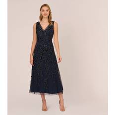 Blue - Evening Gowns Dresses Adrianna Papell Beaded Ankle Length Gown, Navy