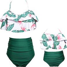 Swimwear Baby Girls Bikini Swimsuit Set Family Matching Mother Girl Swimwear Baithing Suit Large, Green