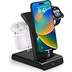 Batteries & Chargers Wasserstein 3-in-1 Charging Station for iPhone, Airpods and Fitbit Charge Multiple Apple Devices with This iPhone Charging Station Black, 1 Pack