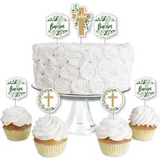 Big Dot of Happiness Baptism Elegant Cross Cupcake Toppers Cake Decoration